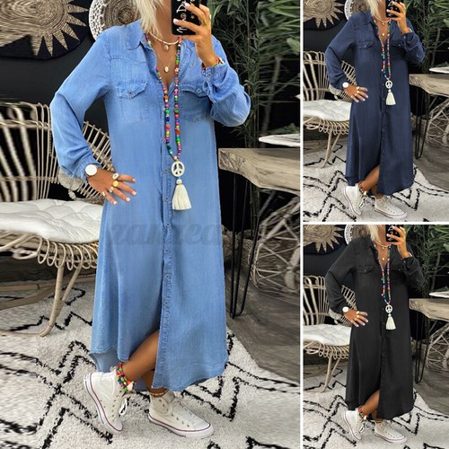 UK Womens Long Sleeve Oversized Denim 