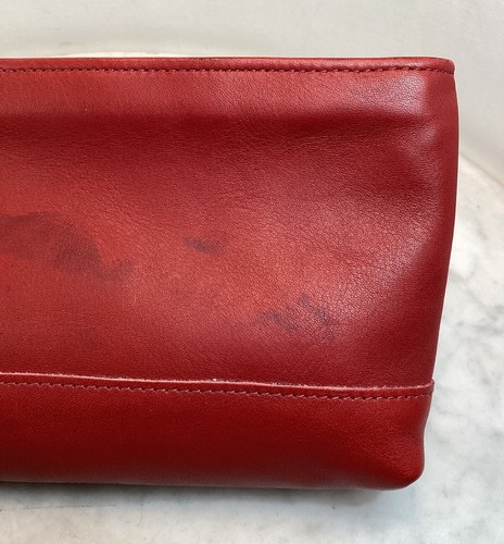 Vintage COACH Red Leather Clutch Make Up Cosmetic Bag Case USA - Picture 5 of 17