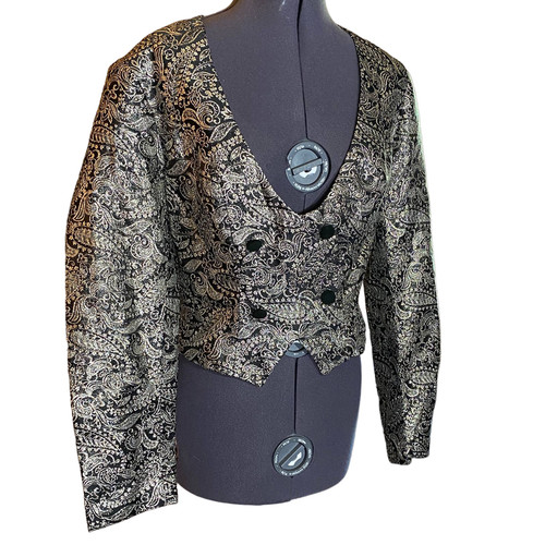 Vintage Hobby Horse Vintage Crop Womens Jacket Silver Thread Paisley Size Large 