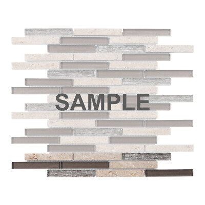 Brown Sina Pearl Marble Stone Glass Blended Brick Joint Mosaic Tile Backsplash