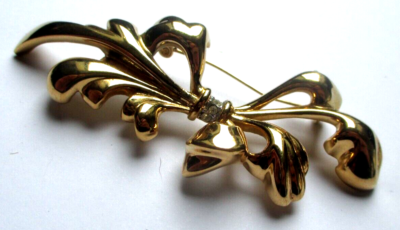 Broche Vintage Grande Taille Couleur Or Effet Diamanté - État Parfait - Modèle 633