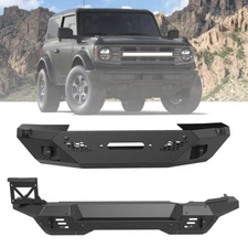 FOR 2021-2025 FORD BRONCO FRONT +REAR BUMPER POWDER-COATED STEEL HEAVY BUMPER 