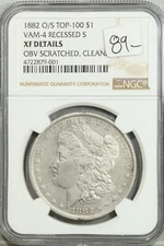 1882 O/S VAM 4 Recessed S Top 100 Morgan Silver Dollar NGC XF Details Extra Fine