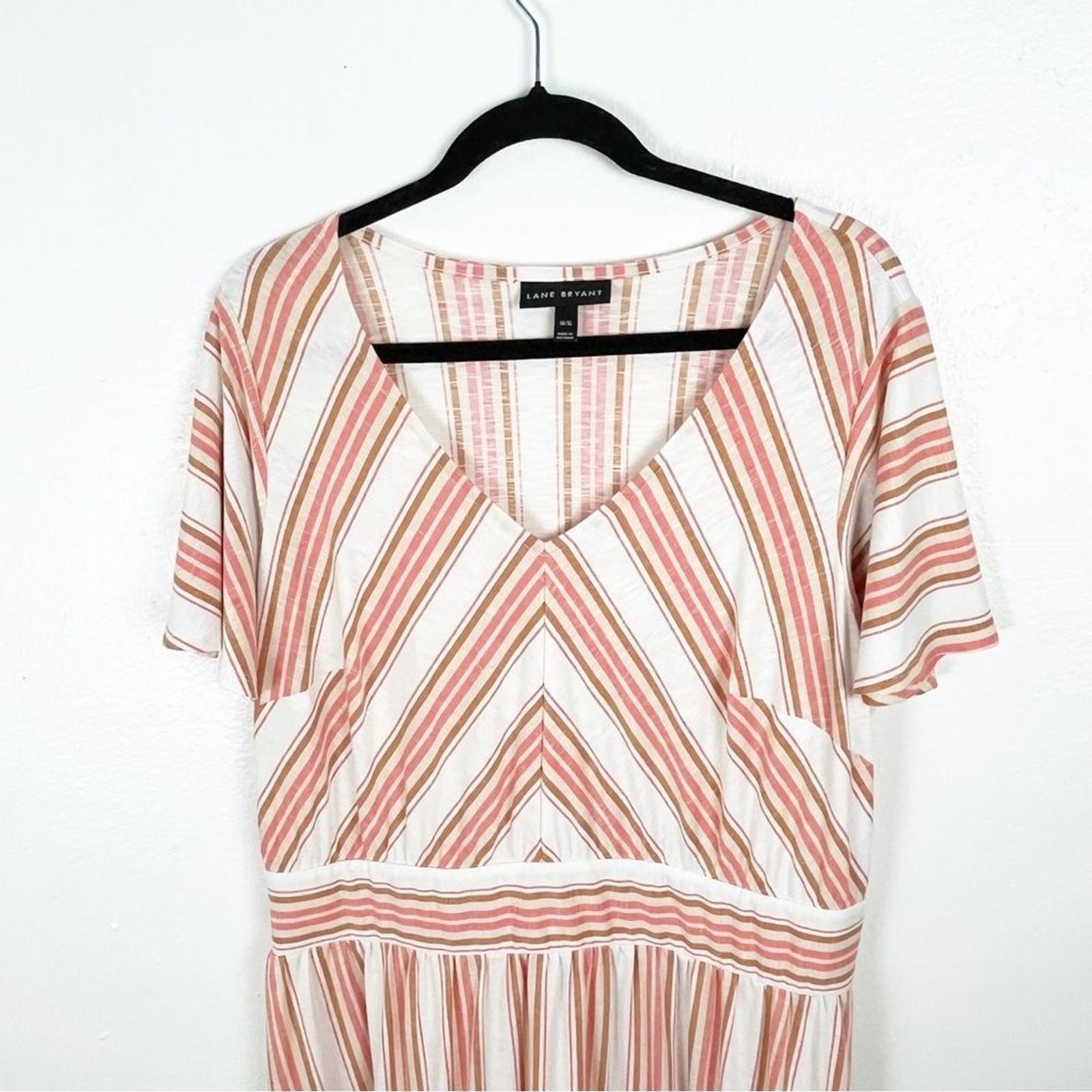 LANE BRYANT Java Striped Short Flutter Sleeves Je… - image 7