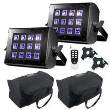 ADJ UV Flood 36 LED UV Blacklight w RF Remote  Case  Clamp 2 Pack idjnow