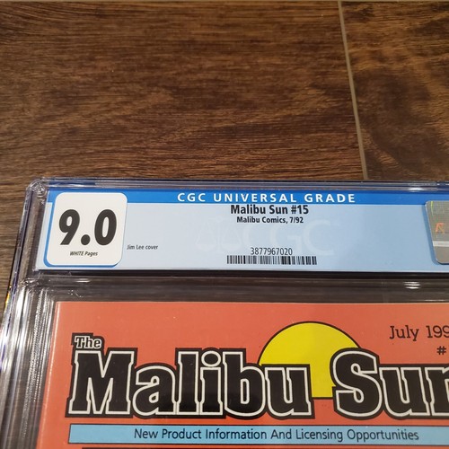 Malibu Sun #15 CGC 9.0 White Pages Jim Lee 1st Appearance Wildcats Preview Cover - Picture 3 of 8