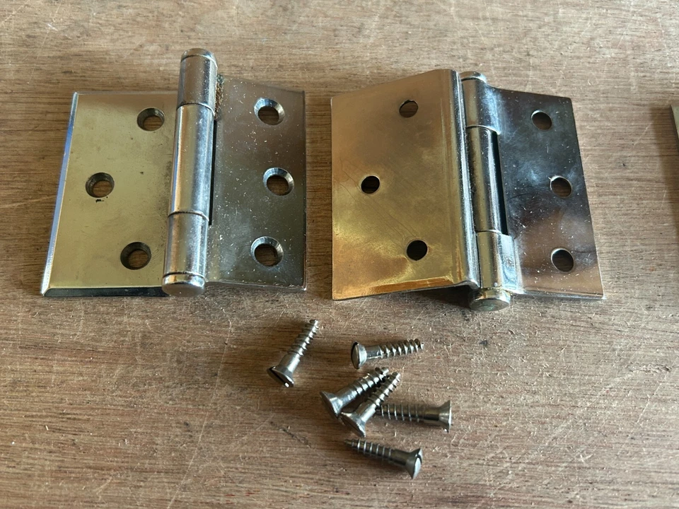 Bisagra Botón Punta 2-1/2" National 452 EE. UU. Acabado Níquel Orna Butts Lote 2 Pares Foto 4 de 4