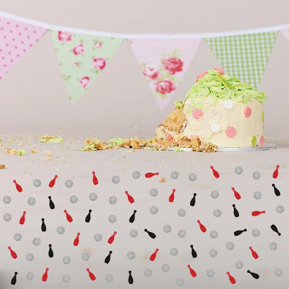 Mesa de baby shower 100 piezas confeti de bolos plateado rojo negro brillo dispersión Foto 4 de 4