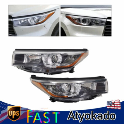 For 2014 2015 2016 Toyota Highlander Pair Headlights Headlamps Left & Right Side