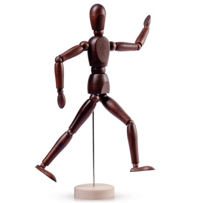 12Inch Drawing Mannequin, Wooden Human Model for Art Creation, Brown