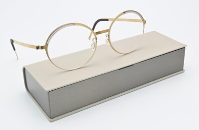 LINDBERG Brille 9853 Col GT Strip Titanium Seidenmatt Gold Rund Leicht Bequem S