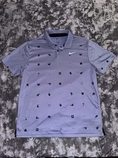 Nike Dri-FIT Polo Shirt All Over Print Golf Casual Men s L Gray