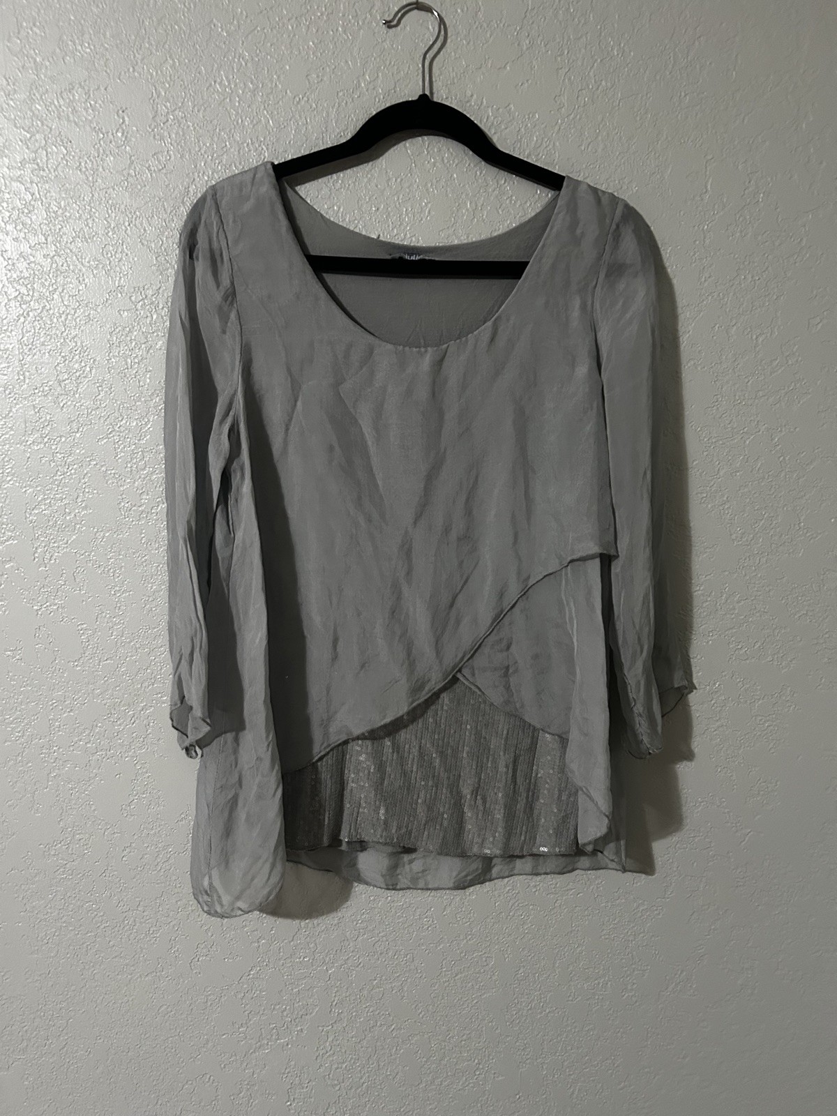 Italian Giulia Silk Top Made In Italy Sequined Women's Size Small