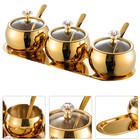  1 Set Seasoning Box With Tray Stainless Steel Condiment Canister with Lid and