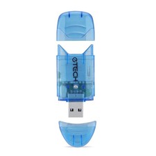 eTECH Collection USB 2.0 SD/SDHC/SDXC Memory Card Reader/Writer 1 Pack, Blue