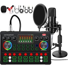 Podcast Equipment Bundle, 48V Condenser Microphone Bundle with Voice Changer,...