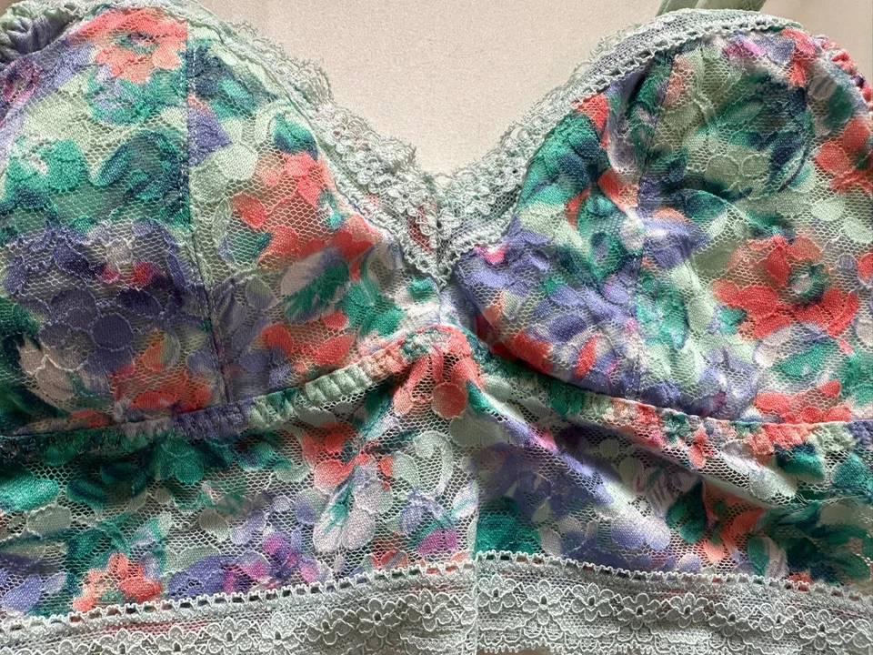 Gilly Hicks Sydney Bralette Verde Menta Multicolor Encaje Corto Camiseta sin Mangas Cami Sujetador XS Foto 2 de 4