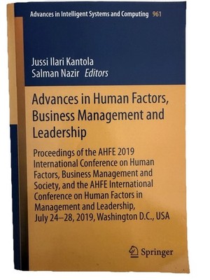 Advances in Human Factors, Business Management and Leadership Kantola.Nazir Eds