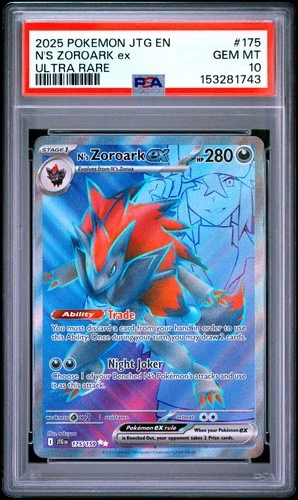 2025 POKEMON JTG EN-JOURNEY TOGETHER ULTRA RARE #175 N'S ZOROARK EX PSA 10