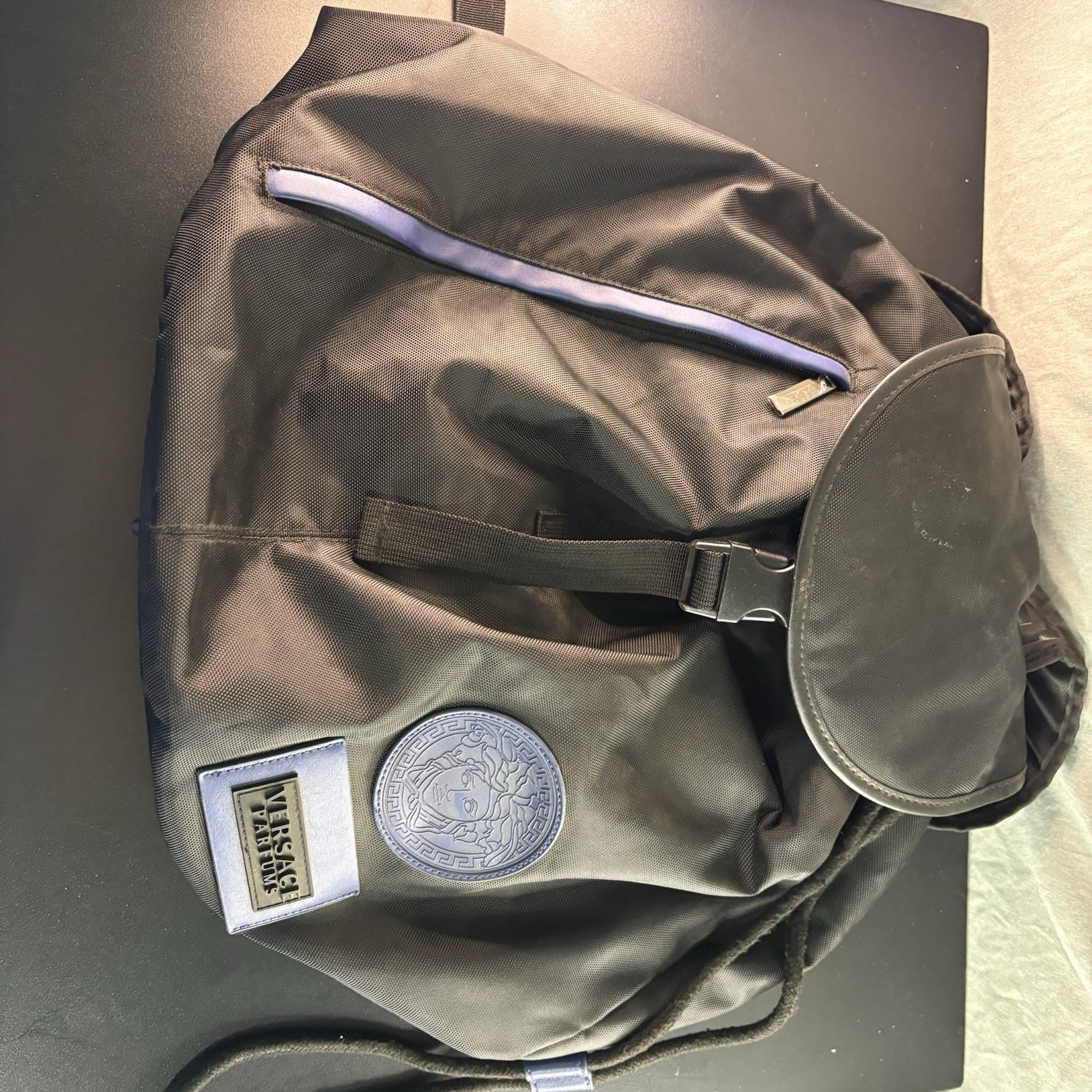 Versace Parfums drawstring backpack in black with… - image 1