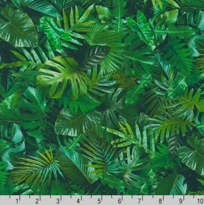 BTY Kaufman Imaginings JUNGLE Foliage Green Print 100% Cotton Quilt Fabric Yard - Image 2 of 2