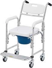 4in1 350lbs Folding Steel Bedside Commode Chair Portable Adult Toilet Potty Seat