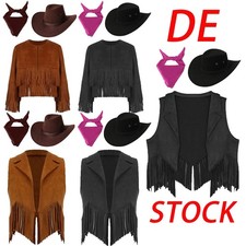 Mädchen Cowgirl Jacke Wildleder Fransenjacke Mantel Hut Bandana Kinder Cowgirl
