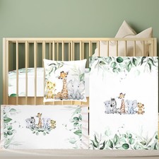 Baby Safari Animals Crib Bedding Set 3 Pcs Crib Set Baby Blanket, Fitted Sheet,