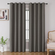 100 Blackout Curtains 84 inches Length 2 Panels Set, Room Darkening Linen Te...