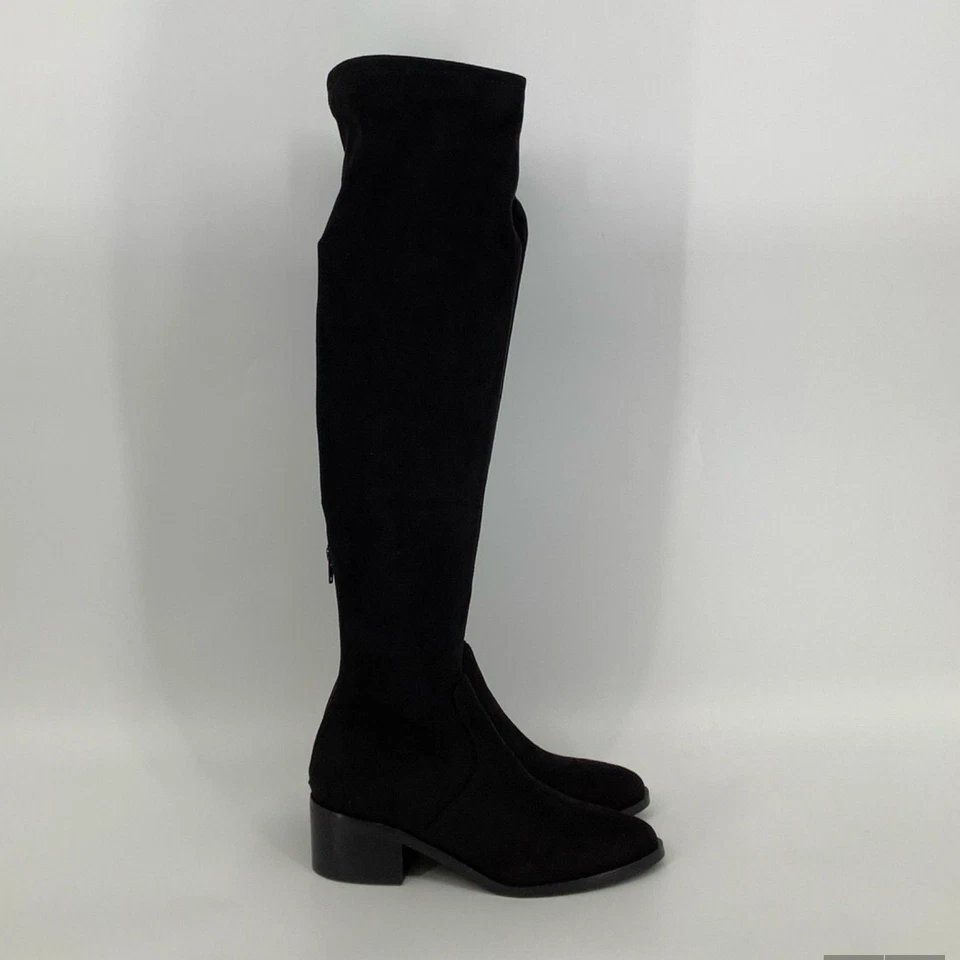 Steve Madden Talla 8 M Negro Georgette Sobre la Rodilla Botas Tacones Bloque P1-25 Foto 3 de 4