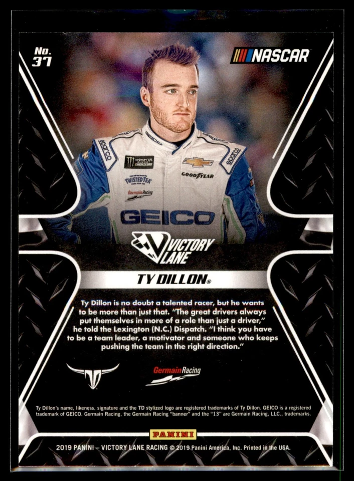 2019 Panini Victory Lane Racing NASCAR Pedal to the Metal #37 Ty Dillon - Image 2 of 2