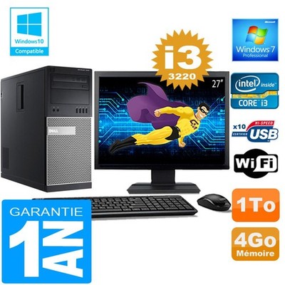 PC tour DELL 7010 Core I3-3220 RAM 4Go Scheibe 1 Zu Wifi W7 Bildschirm 27 ''