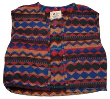 Vintage 80s International Denim Aztec Pattern Vest Liner Men’s Medium