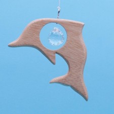 Kristallobjekt "Delfin" Mobile Holz natur Kristall Suncatcher Feng Shui Familie