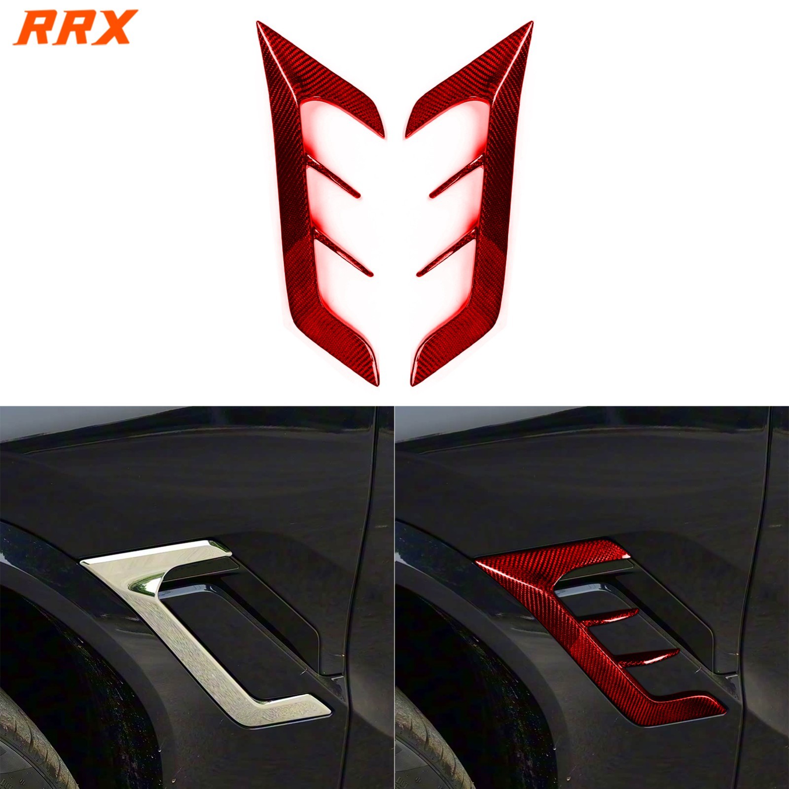 Red Dry Carbon Fiber Side Fender Air Vent Spoiler Cover For BMW X6M F96 2020-25