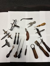 Lot Antique Leather Tools Washer Cutter Edger Osborne Channeler Welt Knife Brass