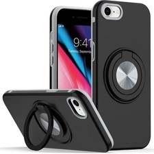 For iPhone SE 3/SE 2 iPhone 8/7 Case Solid Rugged w/ Ring Stand  Tempered Glass