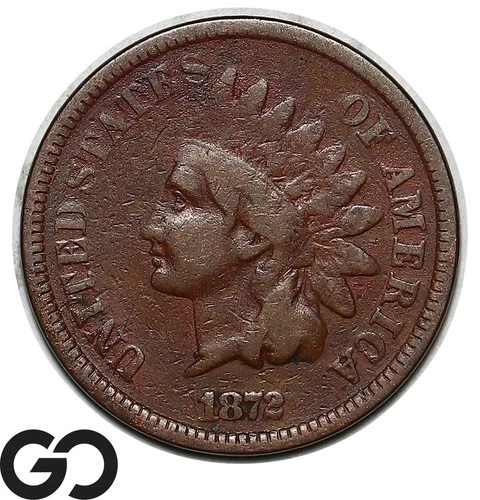 1872 Indian Head Cent Penny, Choice Fine Better Date