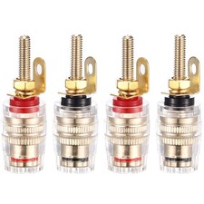 2 Pairs Mini Gold Plated Insulated 5way Binding Post Banana Plugs 4mm 24k Gold P