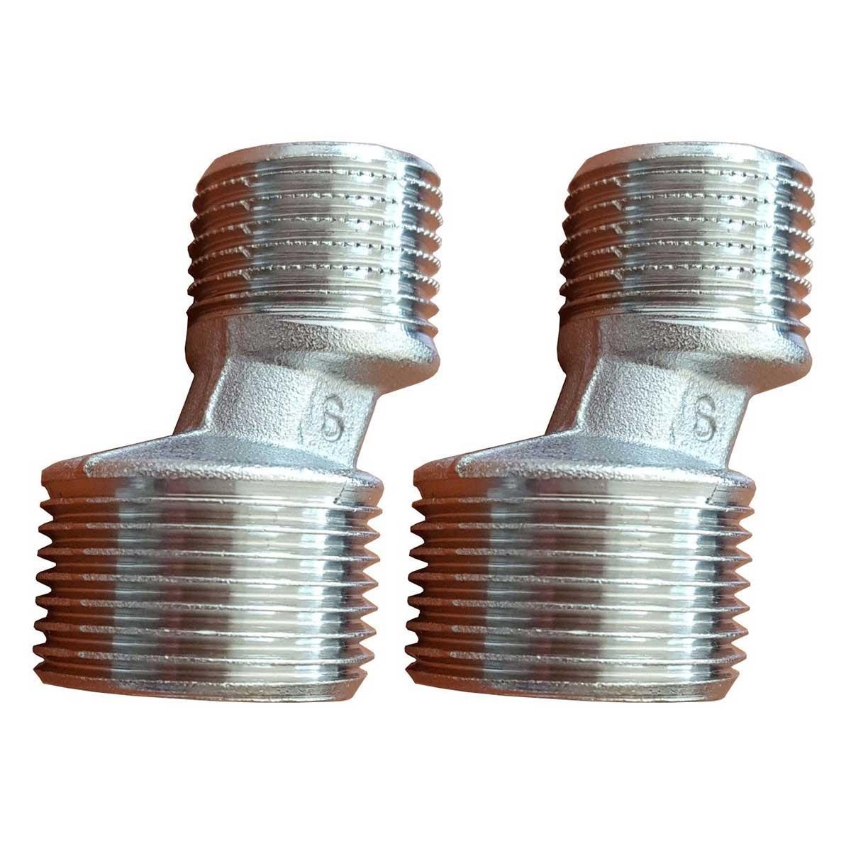 2pcs 1/2"" x 3/4"" BSP Shower Bath Tap Reduction Male x Male Dog Legs