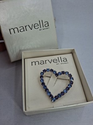 Vintage Maravella For Monet  Dainty Blue &Purple Crystal Rhinestone Pin/Brooch