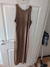 Primark Bodycon Long Ribbed Dress Brown Mocha Maternity Pregnancy Size Large