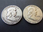 Lot of (2) 1953 S,D Franklin Half Dollars 90% Silver  2 Coins  Lot #5
