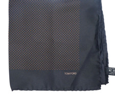 NWT TOM FORD Black w Red Polka Dot Silk Pocket Square Italy 16"