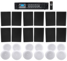 6-Zone Amplifier 12 Black Wall 12 JBL 8" Ceiling Speakers 4 Restaurant/Bar/Cafe