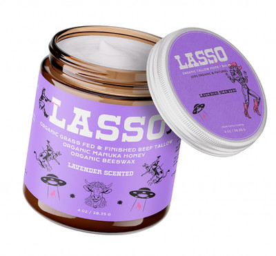 Lasso Organic Grass Fed Tallow Honey Balm Moisturizer -New Sealed 4 Oz -Lavender