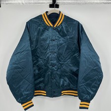 King Louie America Mens Teal Satin Bomber Jacket Union Made L