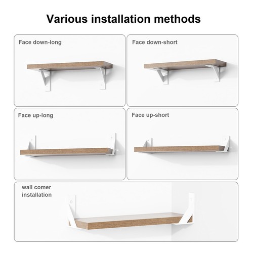 Shelf Brackets Small With 4 Mounting Ways Wall Mounted White 3 Inchx4 Pack - Picture 5 of 6