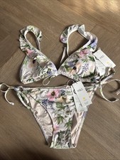 Marks and Spencer Printed Ruffle Plunge Non Wired Triangle Bikini Size 12