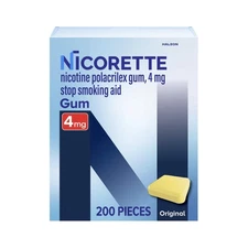 Nicorette Nicotine Gum Stop Smoking Aid, 4 mg, Original Flavor - 200 Count
